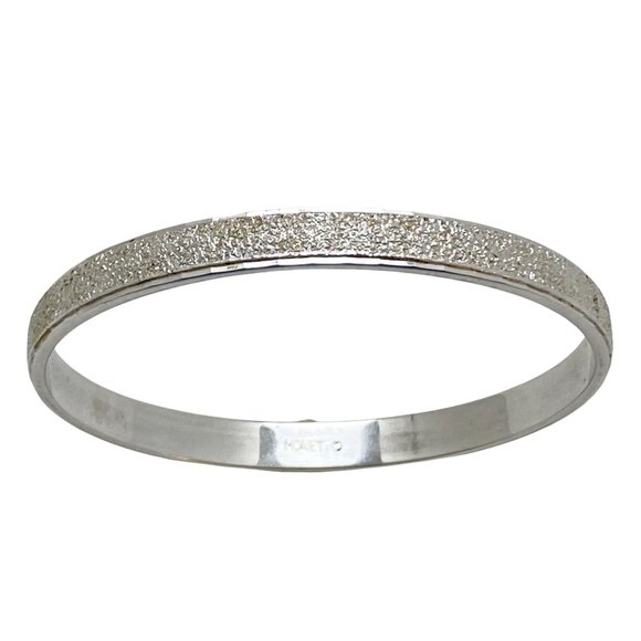 Vintage Monet Silver Textured Bangle Bracelet